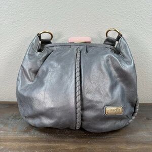 Isabella Fiore Grey LORI Leather Top Lock bag